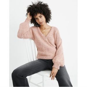 Madewell Beresford Wrap Front Pullover Sweater pink knit fall vibes v neck xs